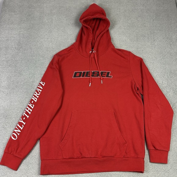 Diesel Other - Diesel Hoodie Mens XXL 2XL Red Pullover Graphic Logo Only The Brave Sweatshirt